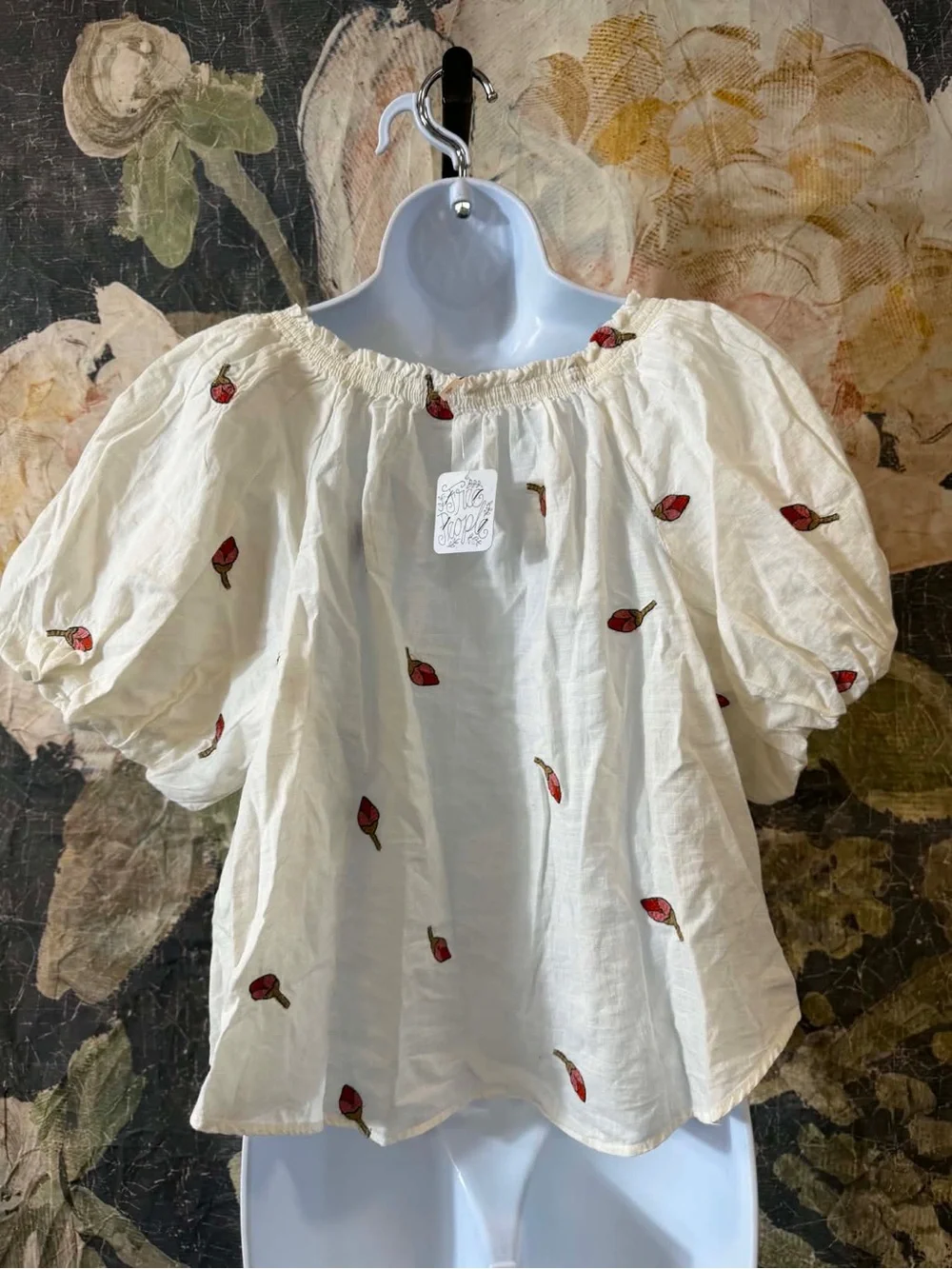 Free People Wind In Her Hair Boho Embroidered Cotton Beachy Peasant Top Size S